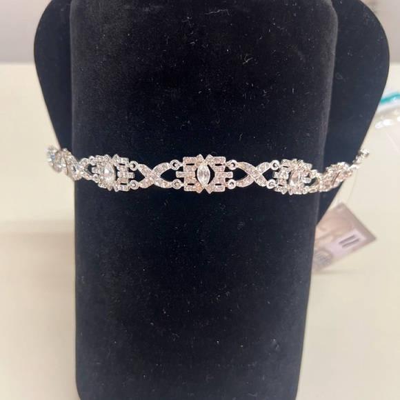 Bel Aire Accessories - Silver Crystal-Embellished Hair Vine Headband - Elegant Sparkle